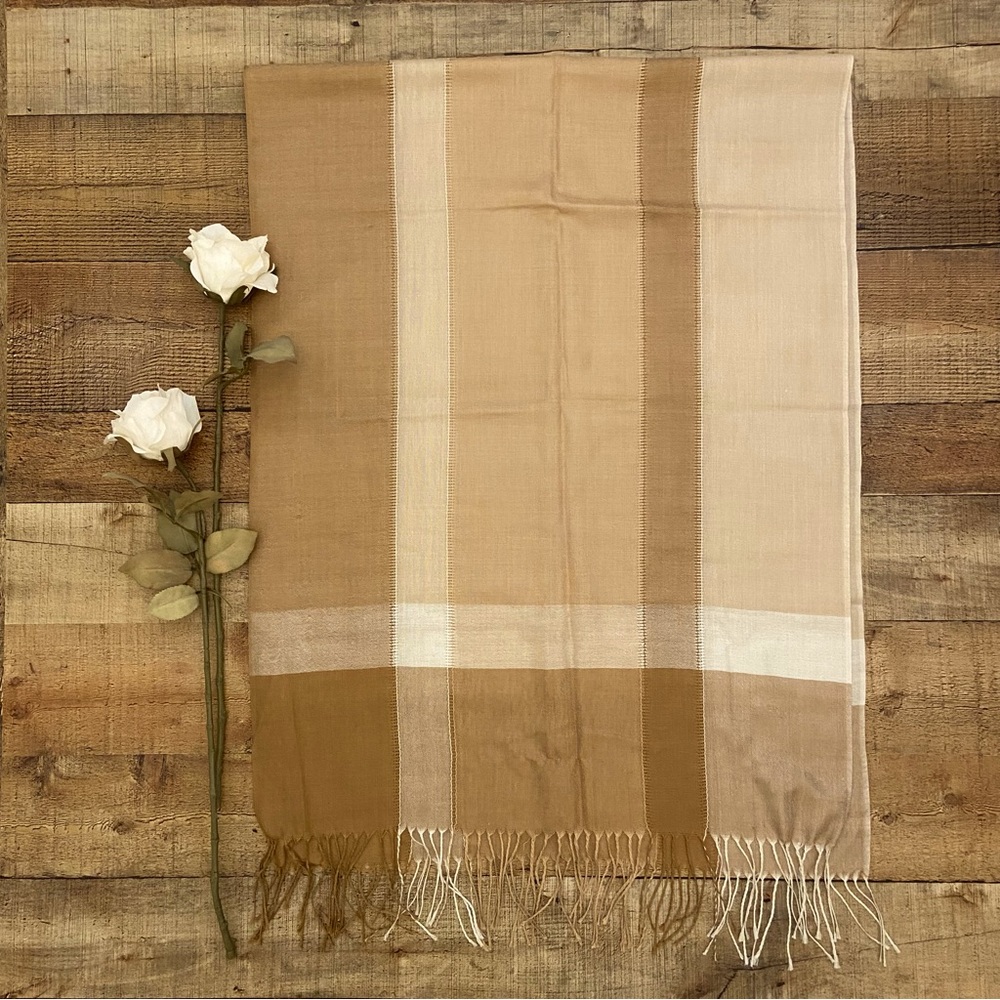 PASHMINA Scarf in Wide Warm Color Plaid - Picture 4 of 11